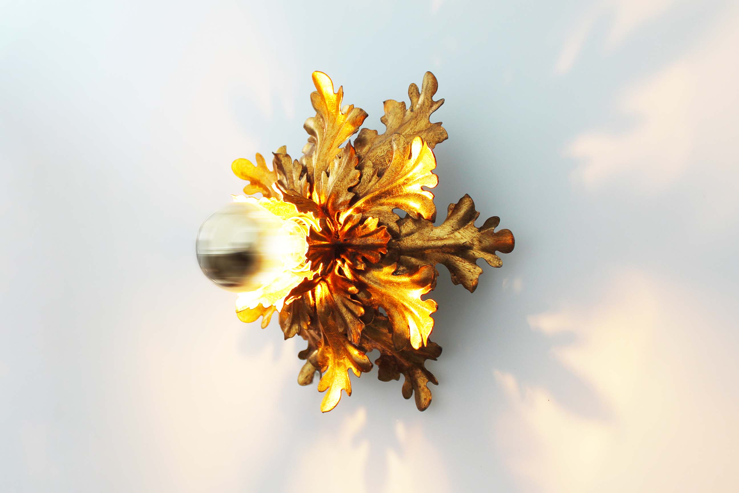 1960's Gilt 'Florentine' Ceiling of wall light by Banci Firenze