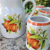 Chic vintage stoneware service campaign Digoin pitcher cup mug handmade