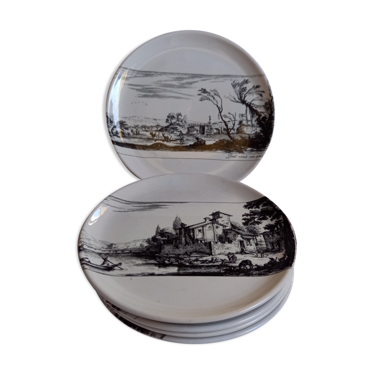 6 white plates decorations engravings Piranese