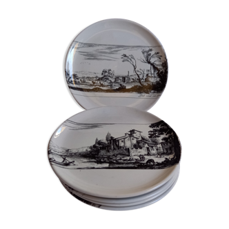 6 white plates decorations engravings Piranese