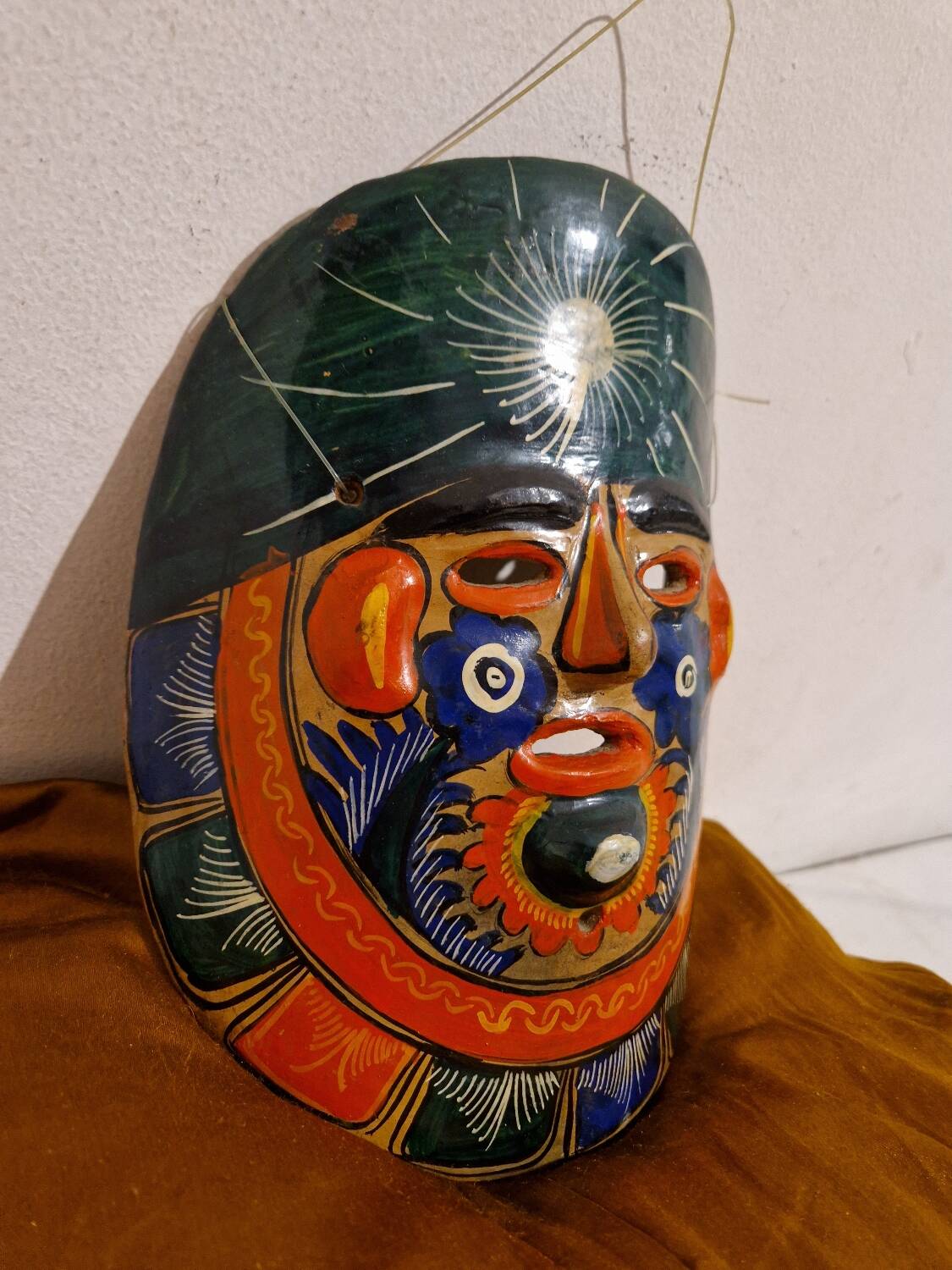 Handmade terracotta Mexican folk mask