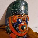 Handmade terracotta Mexican folk mask