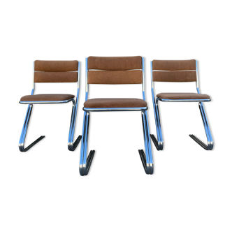 3 chairs in chrome steel 70s