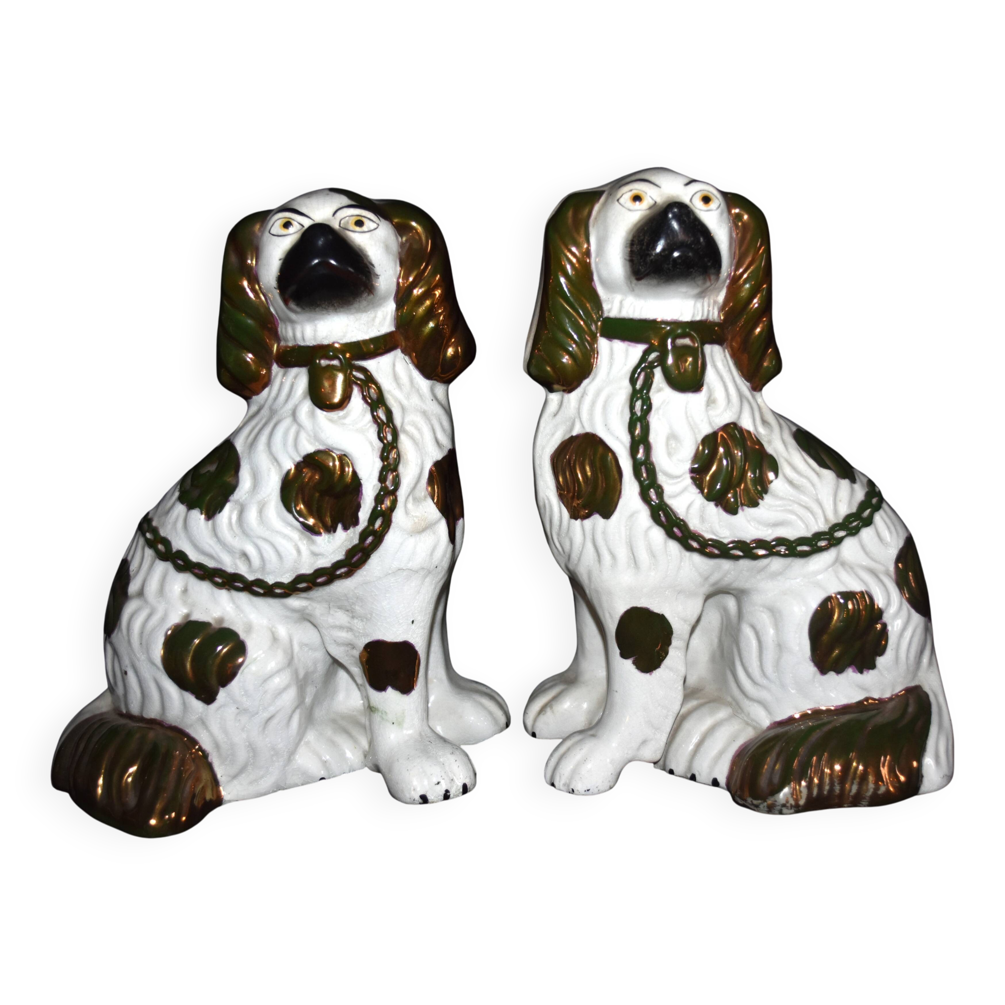 Pair of earthenware dogs (cavalier king charles)