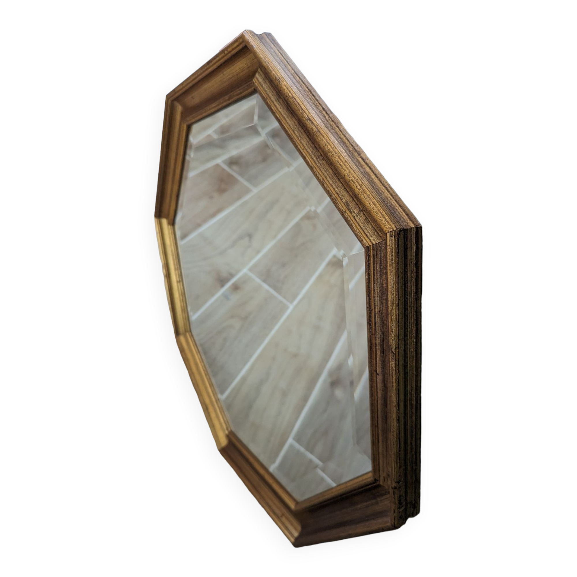 Large octagonal mirror gilded wood - 58*58 cm