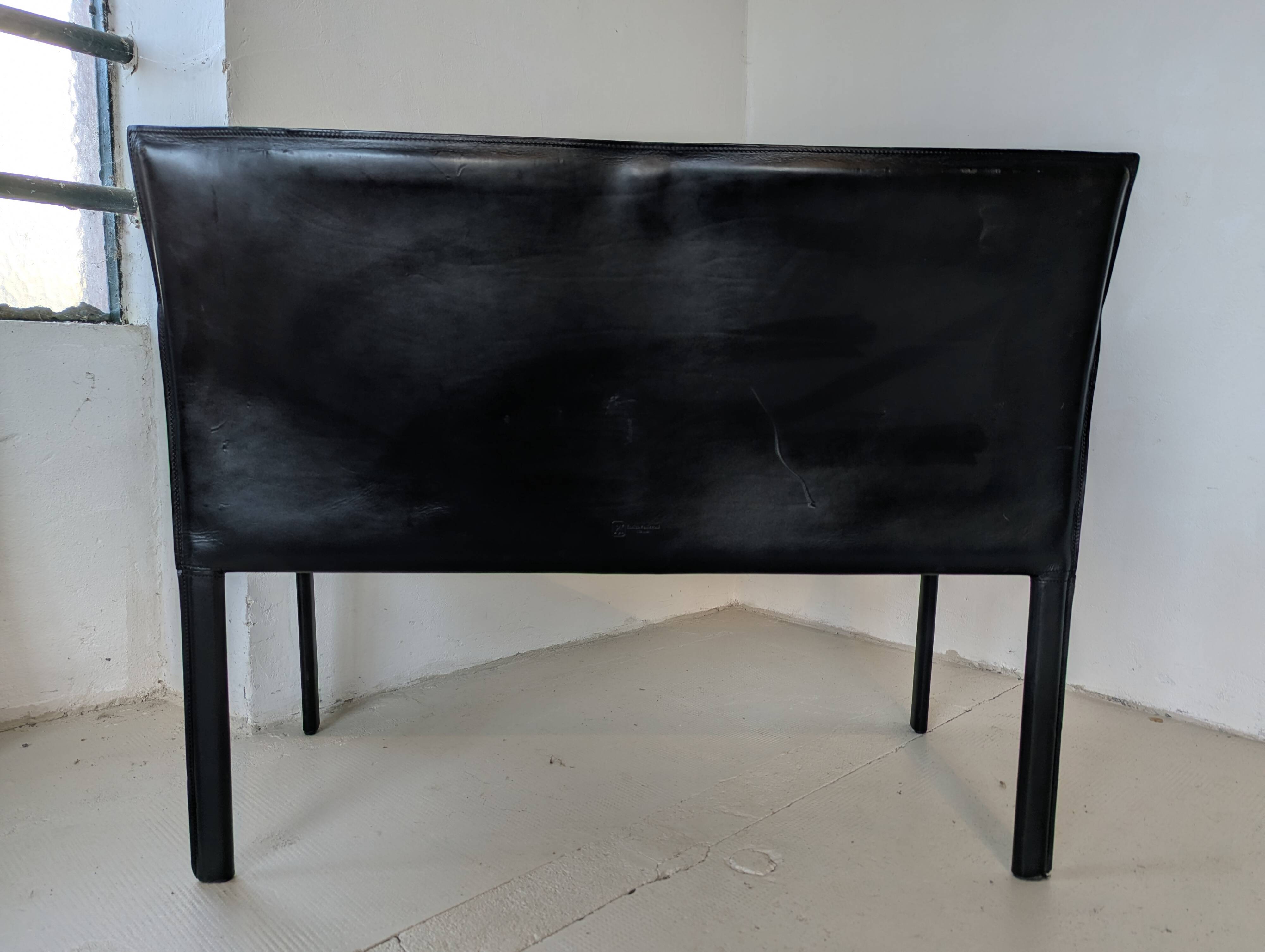 Italian designer leather bench, Enrico Pellizzoni