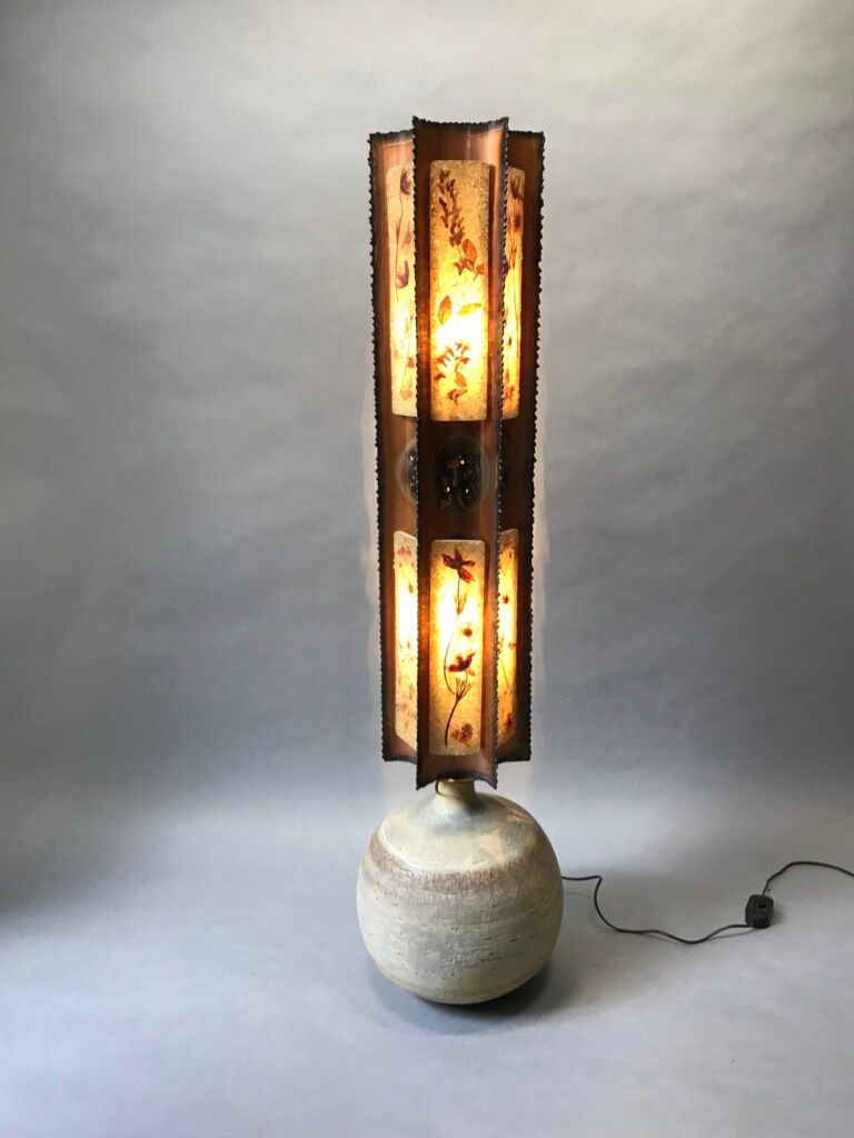 Lampadaire ceramique resine cuivre