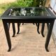 Set de 3 tables gigognes en verre et bois noir