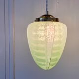 Suspension globe vintag in green clichy glass