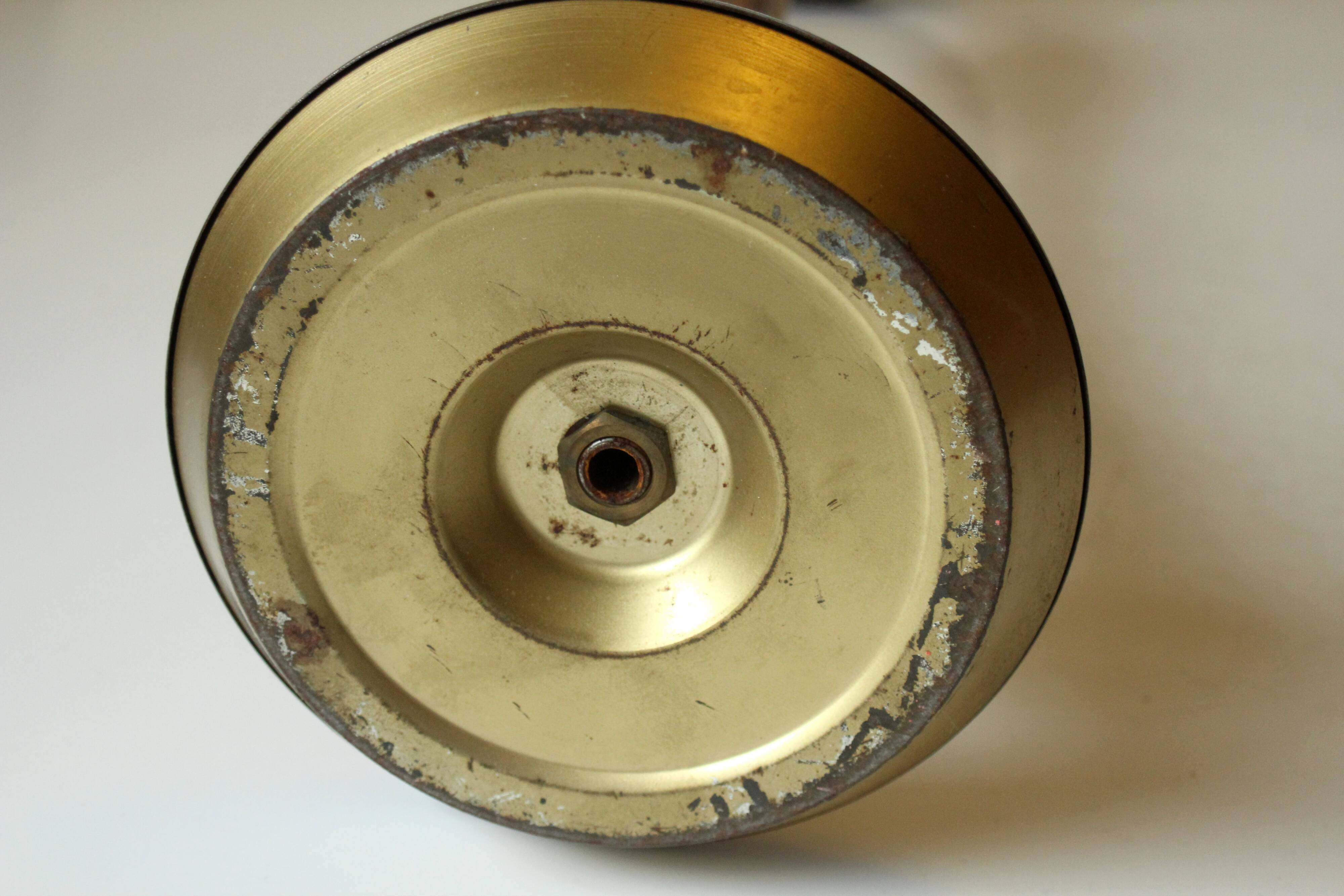 1950s vintage - smoking stand - ashtray - made of brass metal and wood