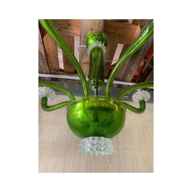 Green Murano Glass Chandelier with Trasparent Rostrato Boubeches from Simoe