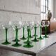 Set of 10 vintage green glass wine glasses Luminarc Alsace
