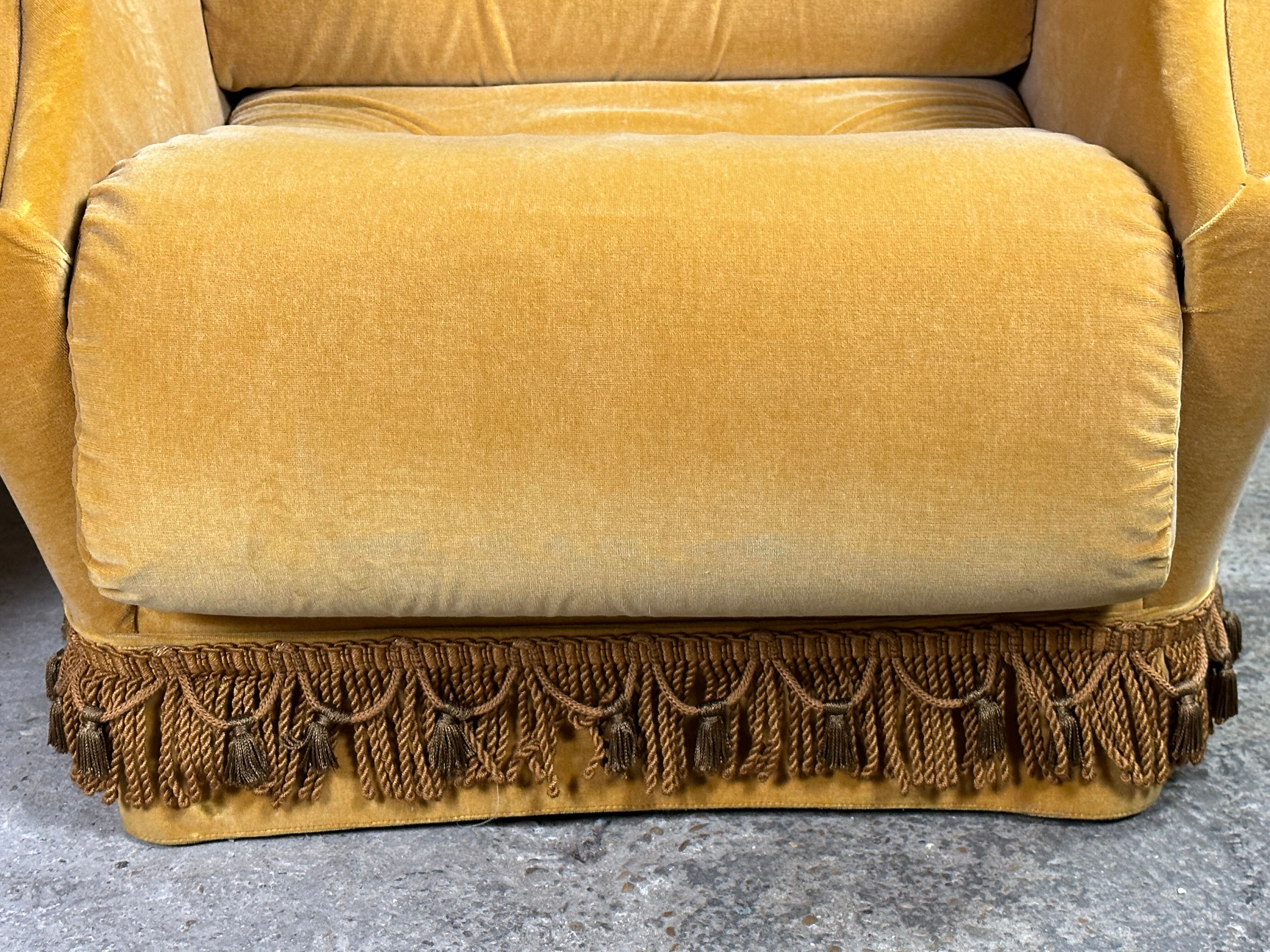 Fauteuils vintage 1950 en velours jaune