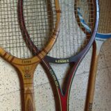 Old wooden tennis rackets