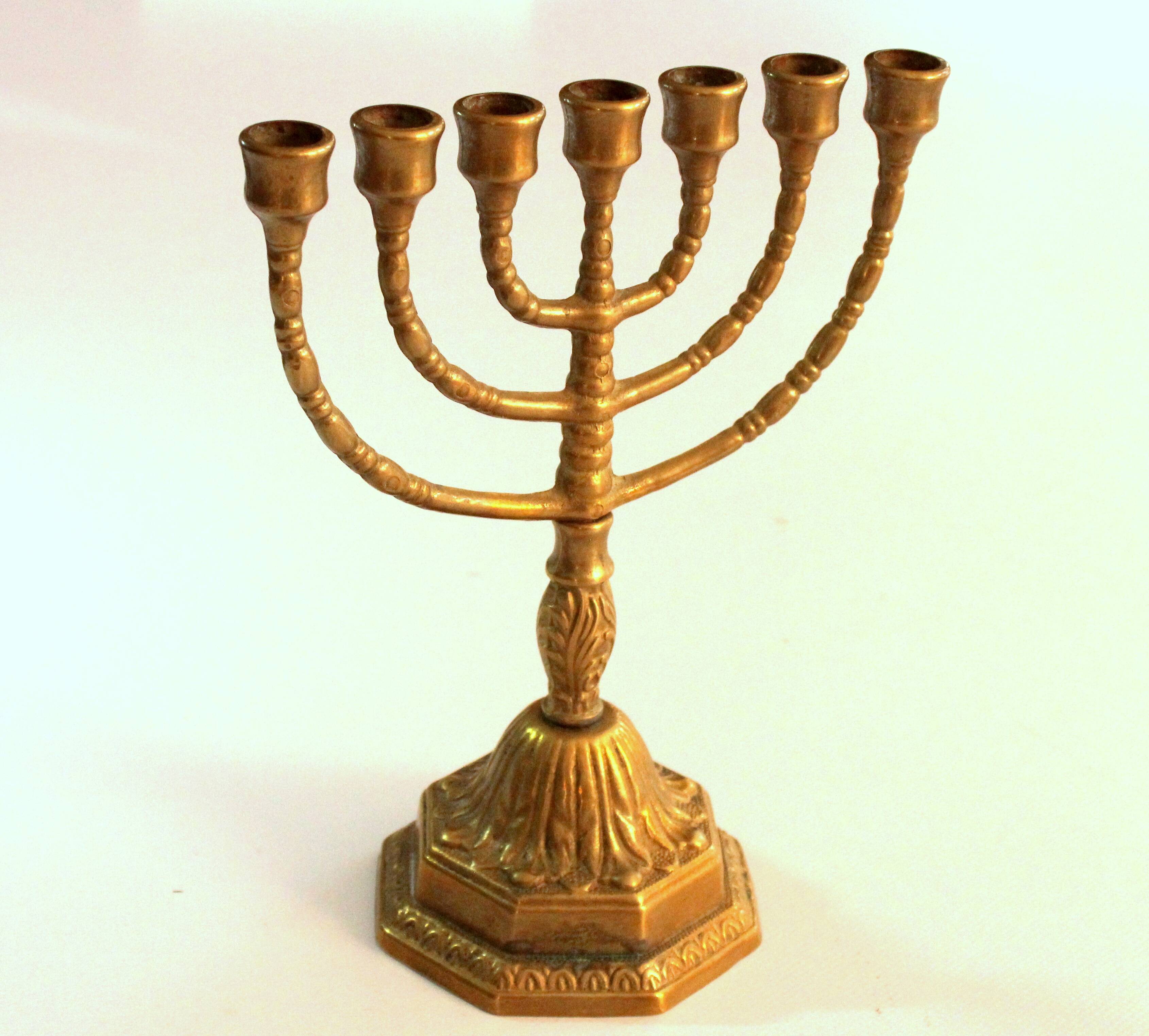 Brass menorah, brass candle holder, vintage