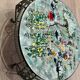Vintage coffee table J&G Picard Vallauris – Glazed ceramic top with Japonese-style decoration