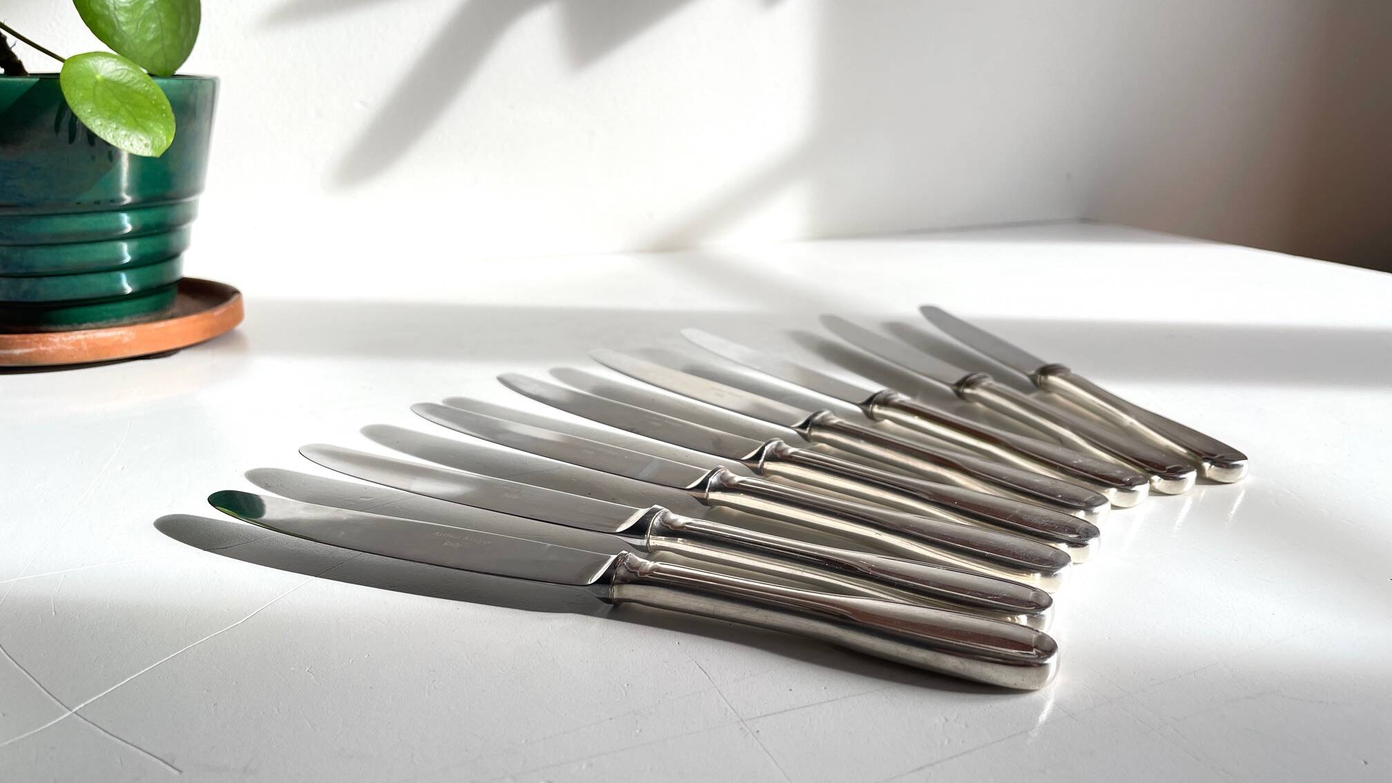 8 Table Knives A. Krupp Italy Vintage