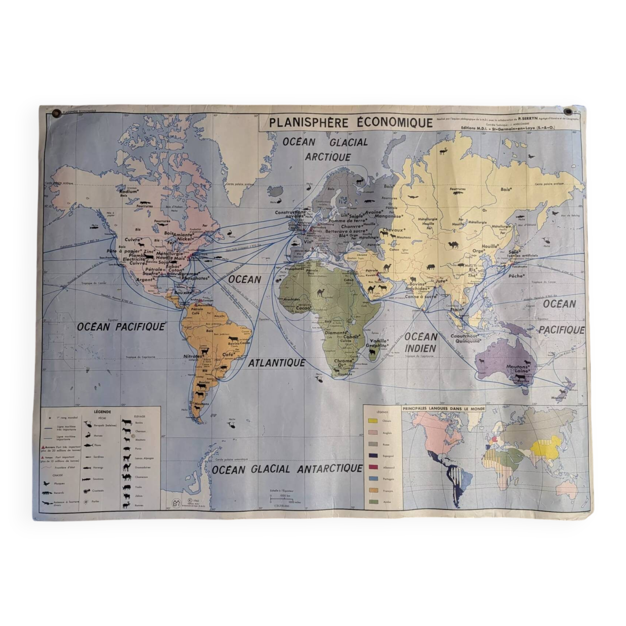 School map / political planisphere and economic planisphere