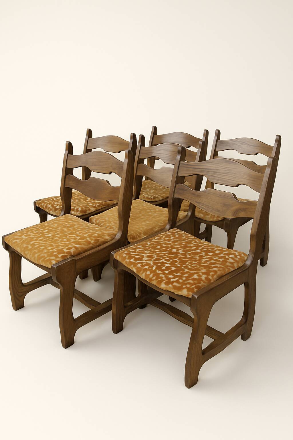6 Guillerme et Chambron upholstered chairs. Lorraine model