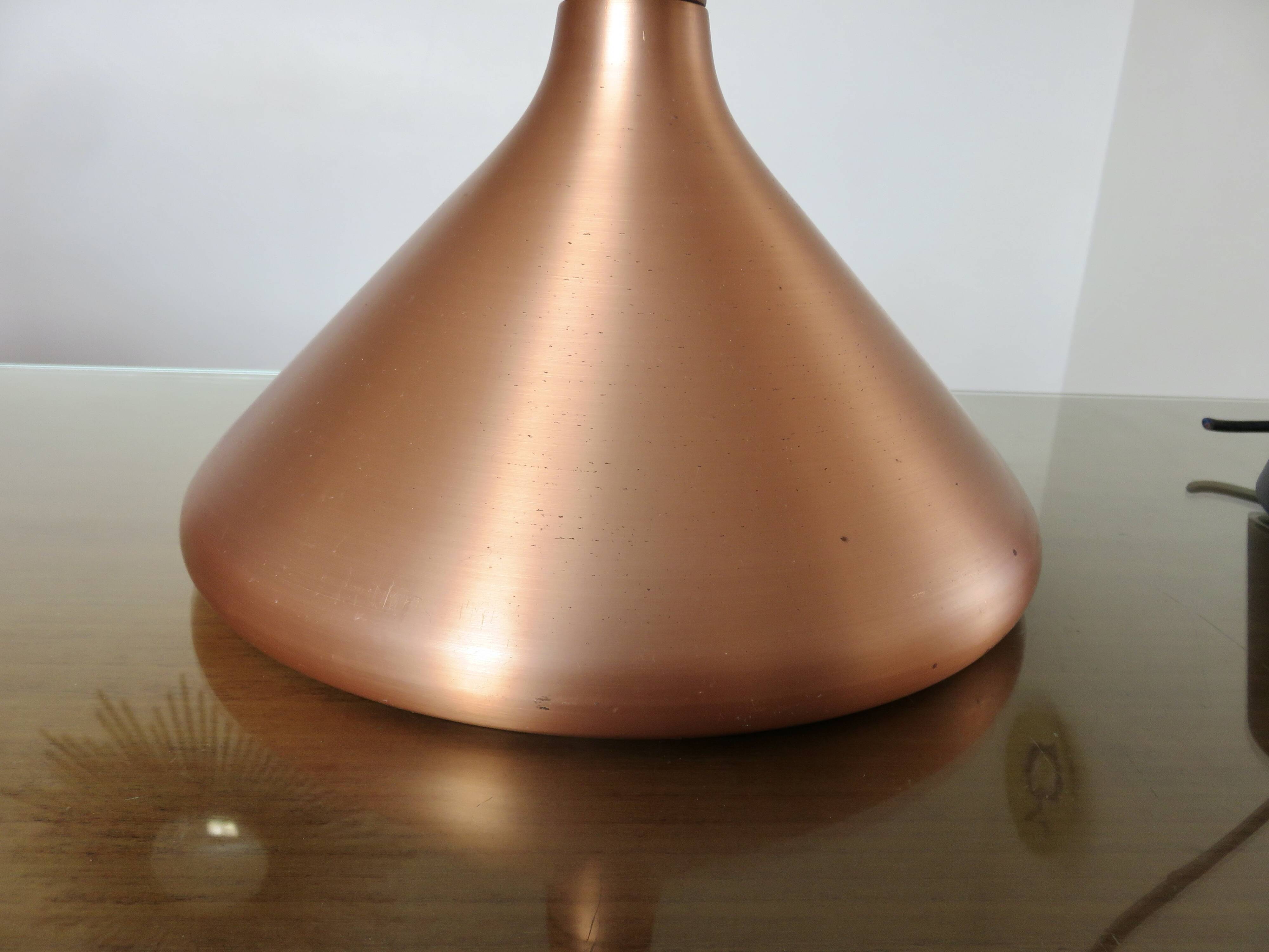Suspension scandinave cuivre et teck, 80s'