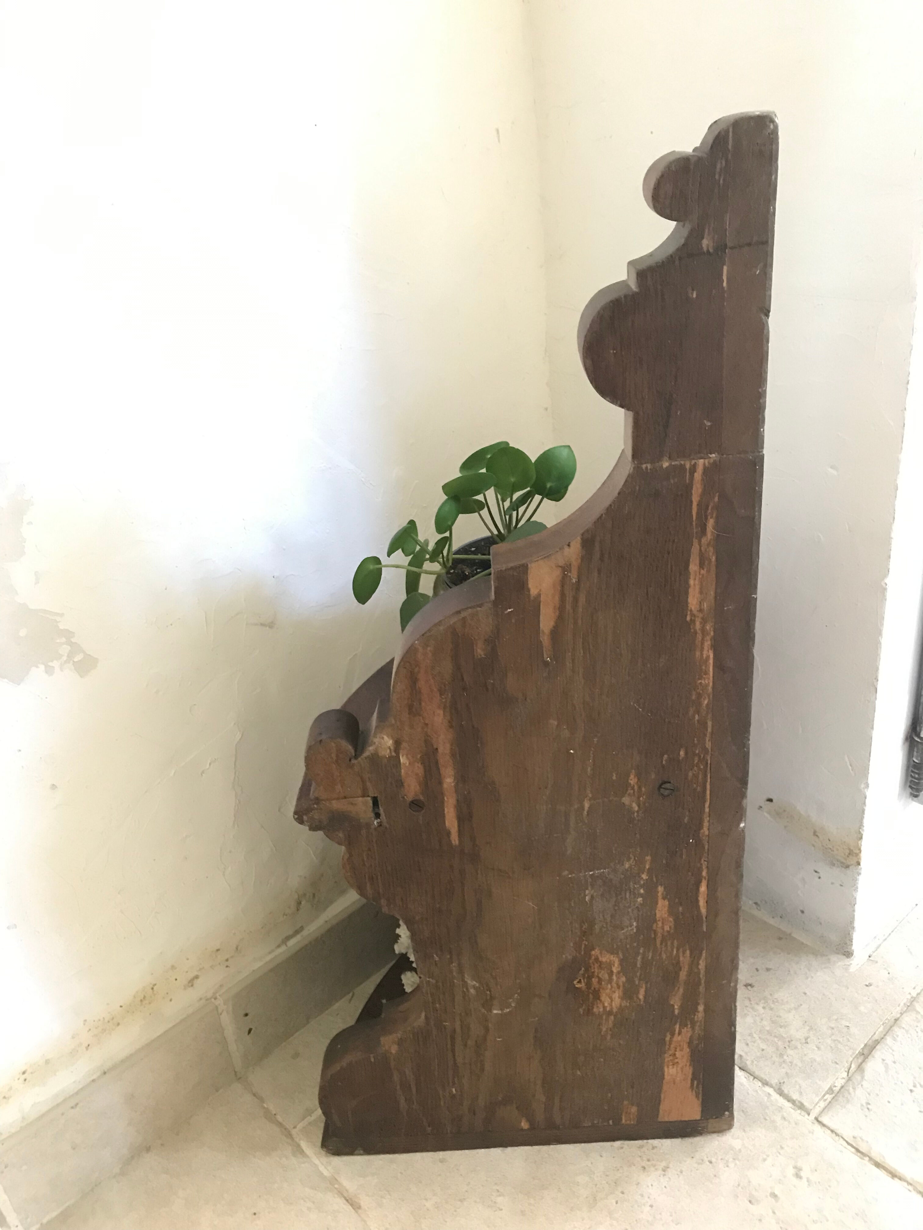 Old carved wooden shelf 75cm