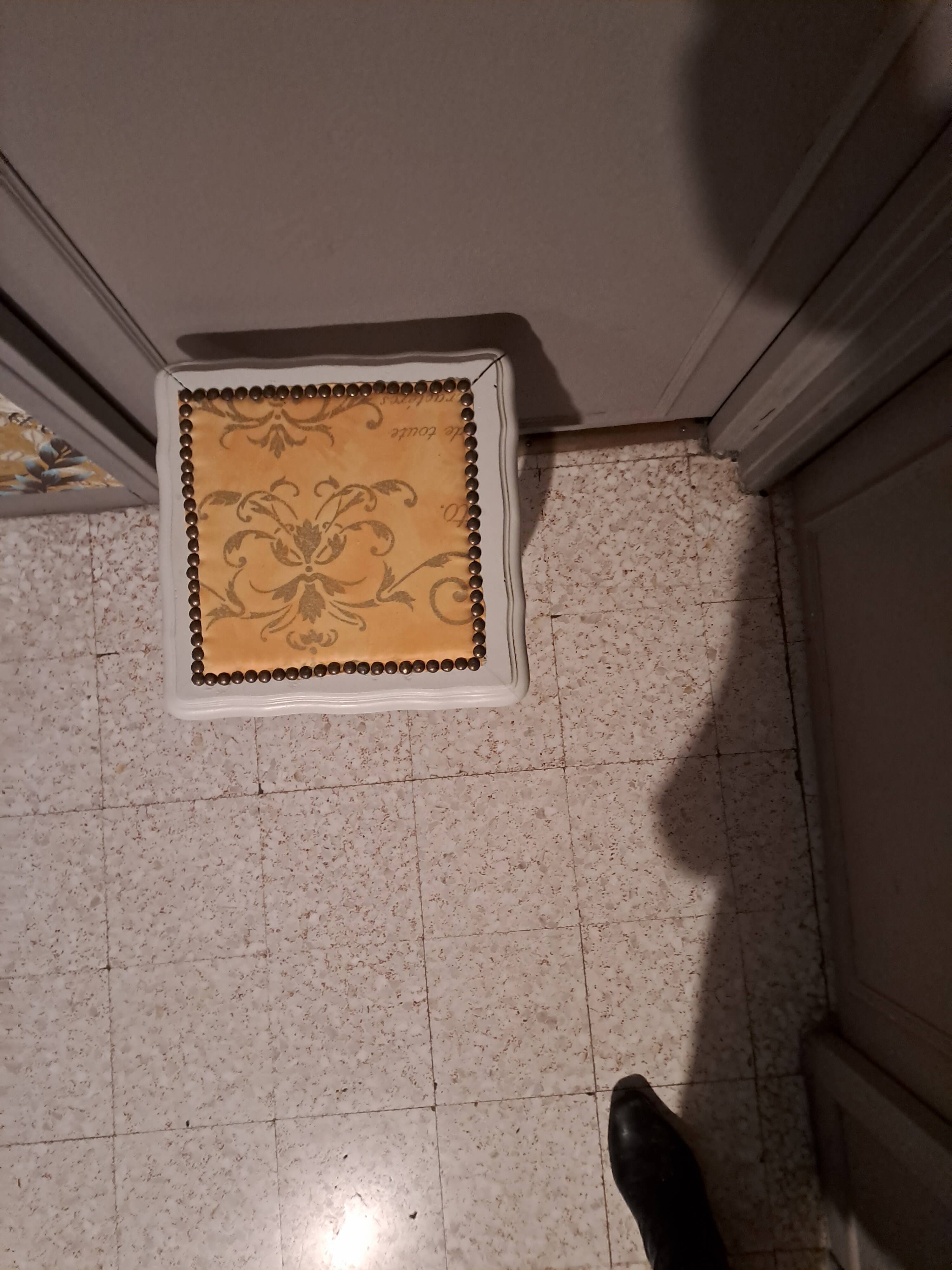 Wooden piano stool painted in linen grey 1950