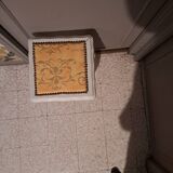 Wooden piano stool painted in linen grey 1950