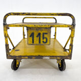 Vintage industrial coffee or side table on wheels