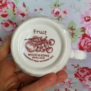 Milk Pitcher Wood & Sounds England, red pear cherry fruit patterns, made in England