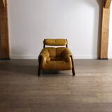 Percival Lafer MP-81 lounge chair in yellow leather, Brazil 1970s