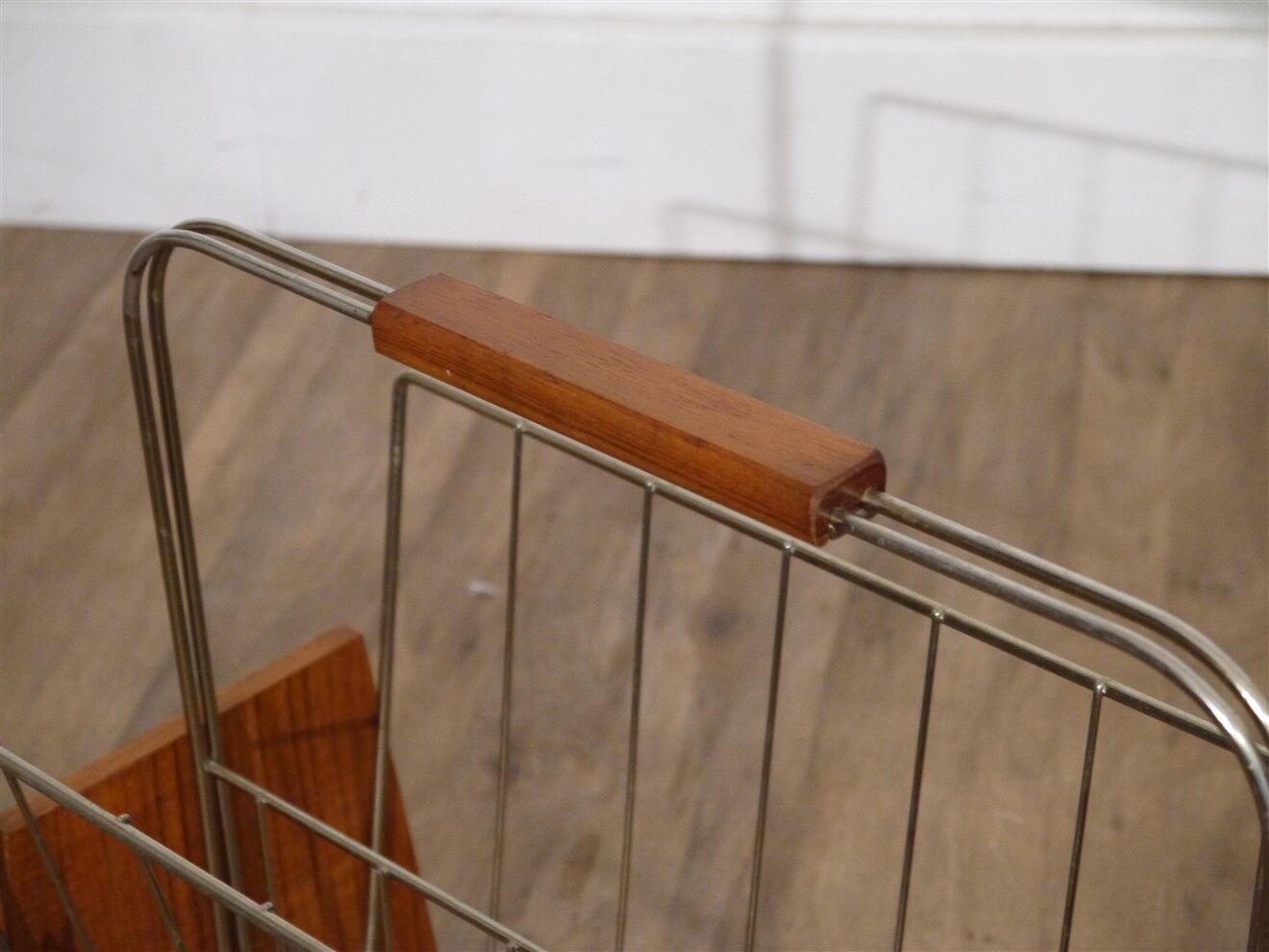 Scandinavian vintage magazine door in teak and metal 1960