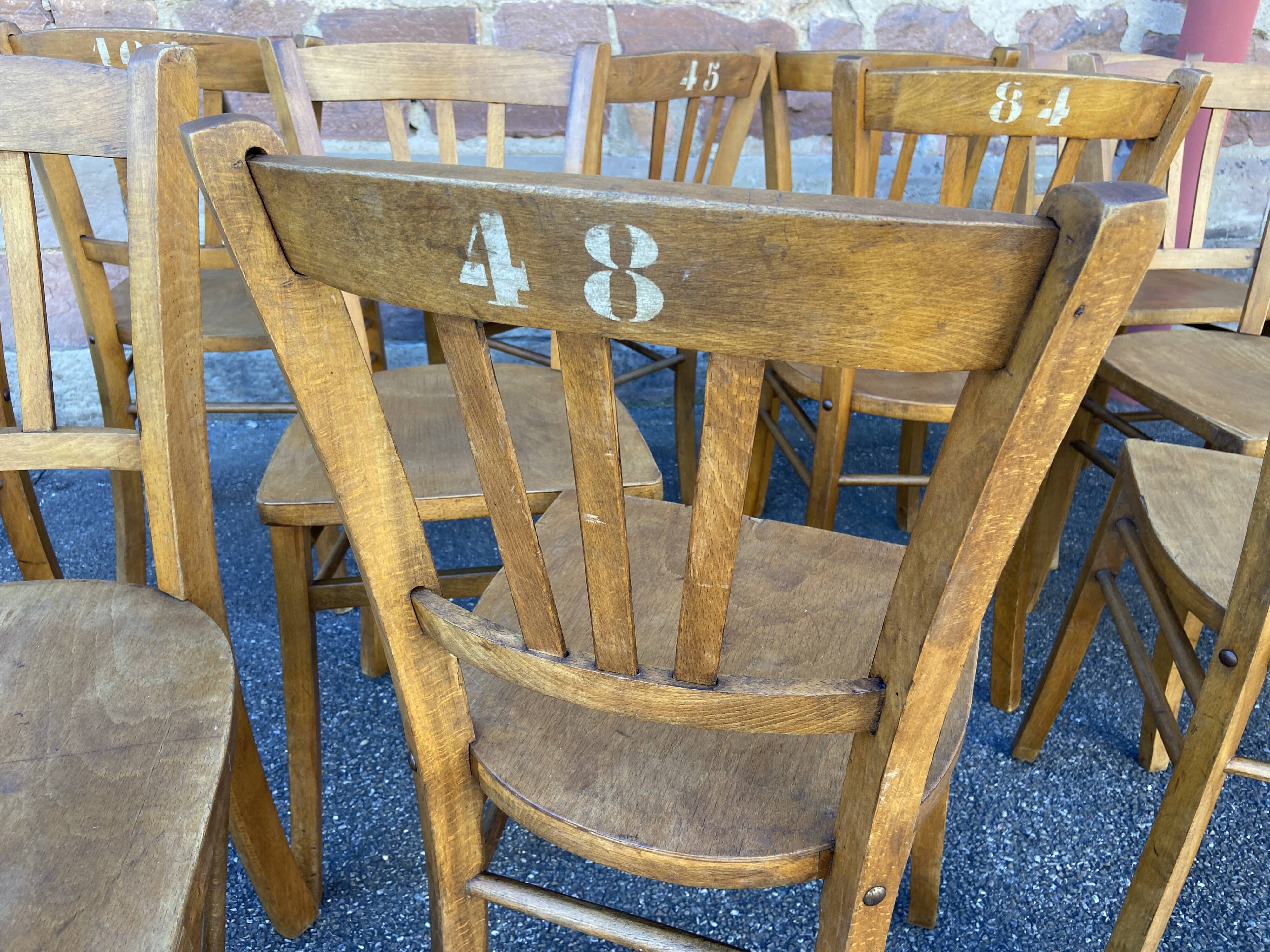 Lot 40 bistro chairs coffee curved vintage wood