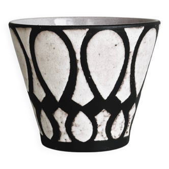 Cache-pot en céramique géométrique noir et blanc