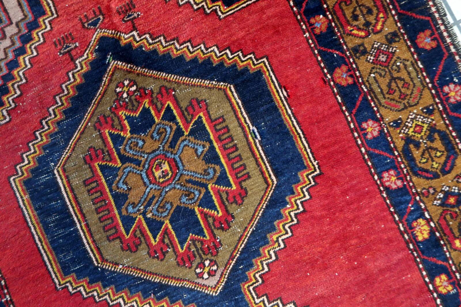 Handmade antique Turkish Anatolian rug 115cm x 218cm, 1920s