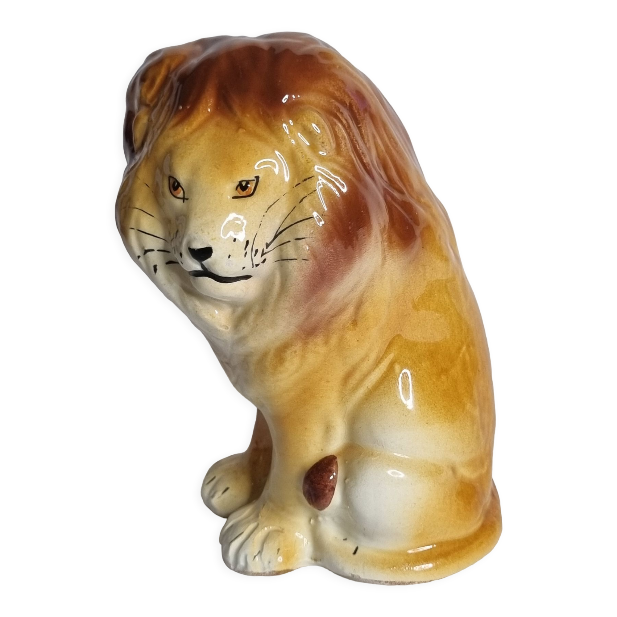 Lion in glazed ceramic, 70s