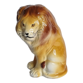 Lion in glazed ceramic, 70s