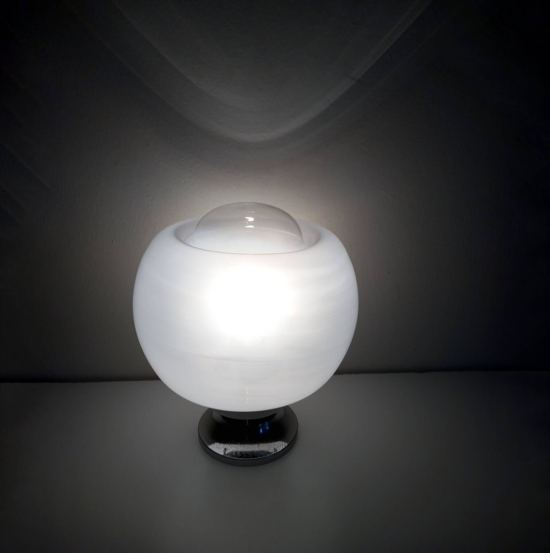 Vintage Table Lamp • Steel & Glass • Murano • Space Age • 1970