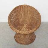 Set of three wicker rattan chairs, 1960s