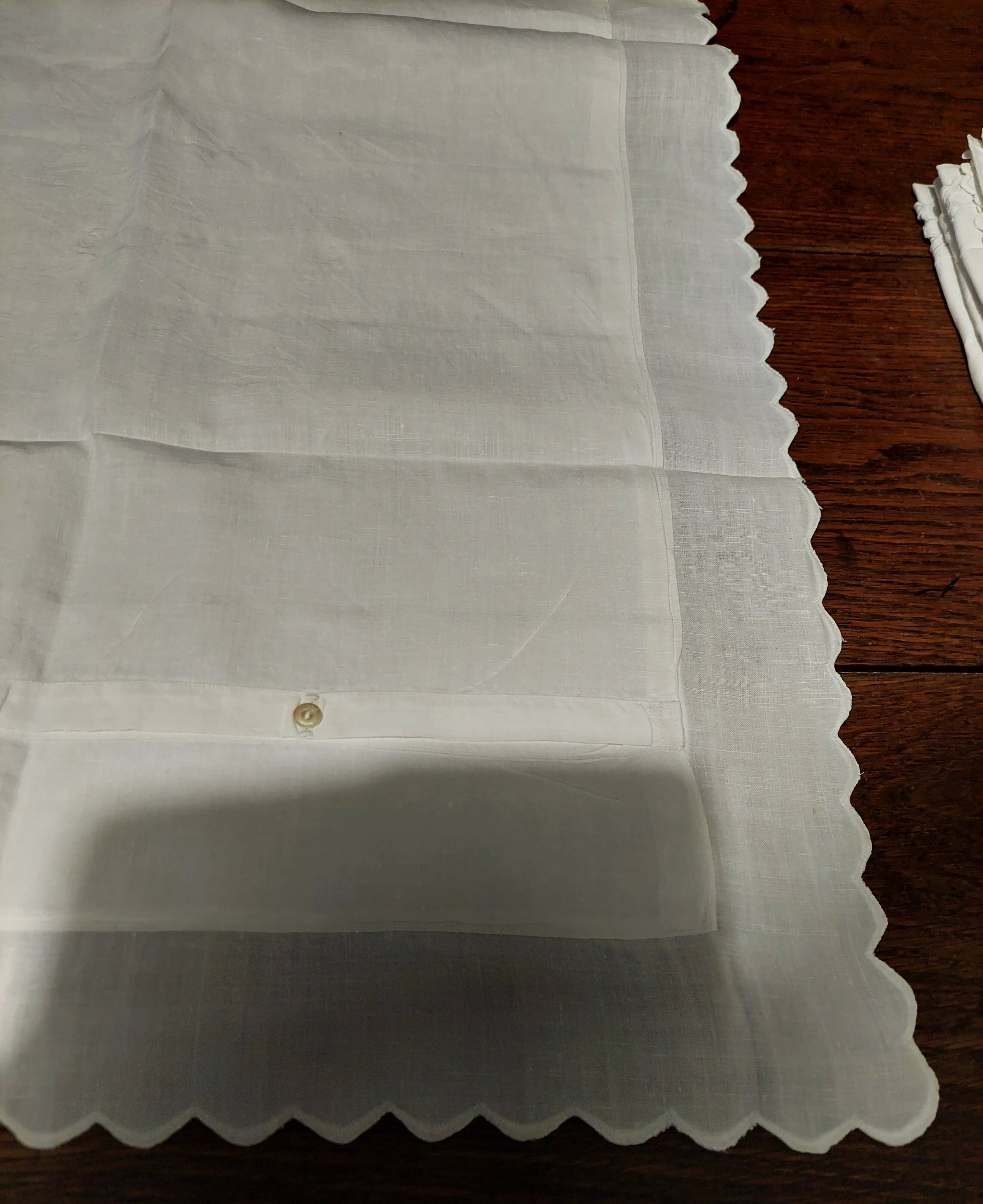Old white linen pillowcase embroidered monogram ED 65 x 65 cm
