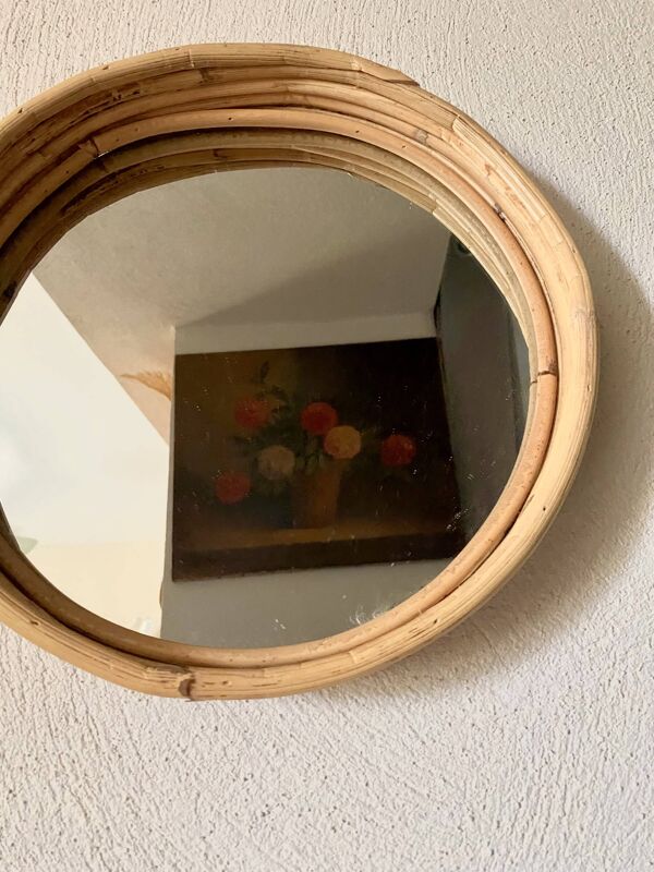 Duo miroirs rotin  30 cm