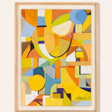 Geomenty, Acrylique sur une épaisse plaque de bois, 54 x 72 cm