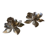 Pair of vintage silver metal candle holders