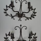 pair of grey patinated iron wall sconces