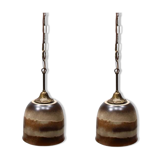 Pair of ceramic glazed and brass pendant lamps, Austria 1970s