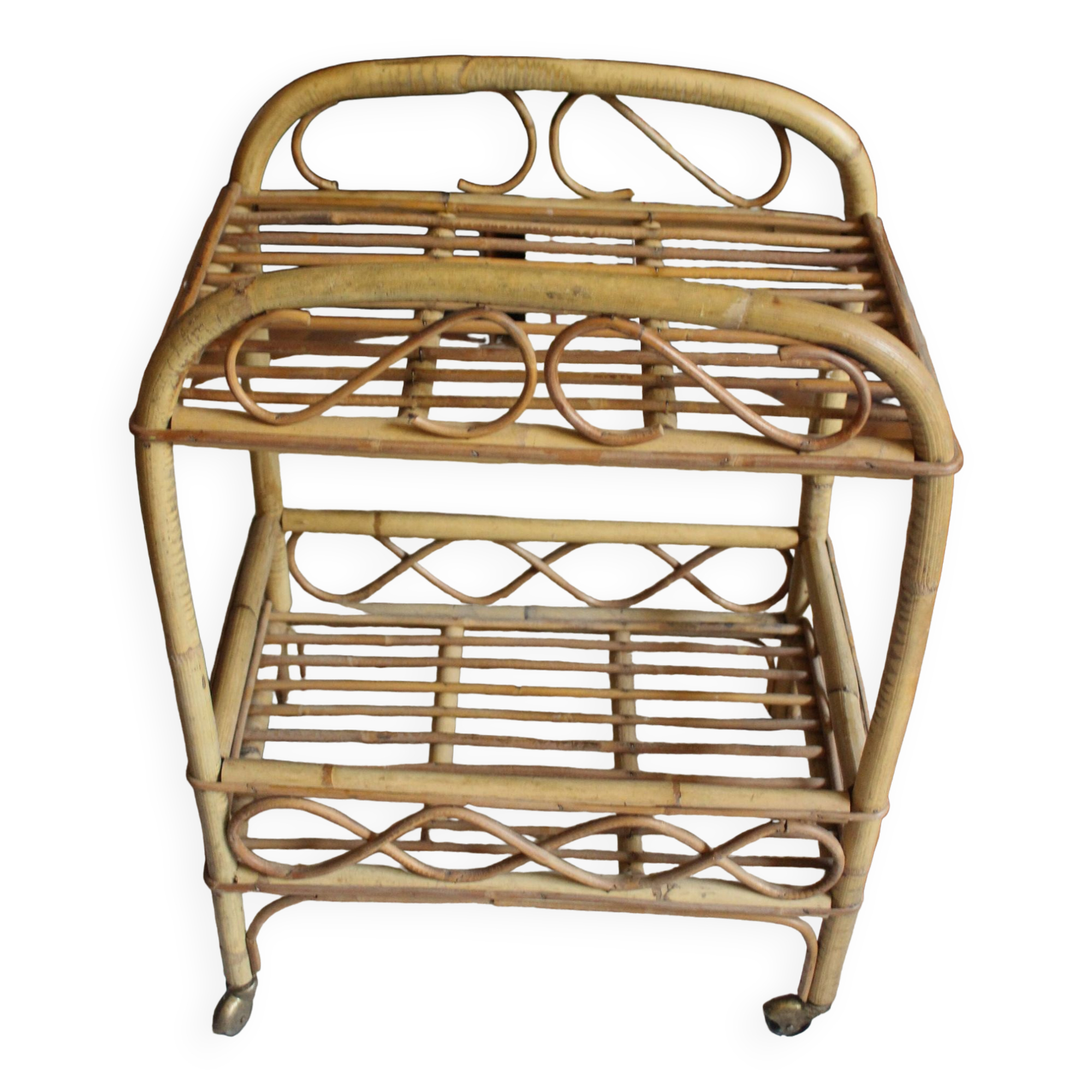 Vintage rattan trolley on wheels