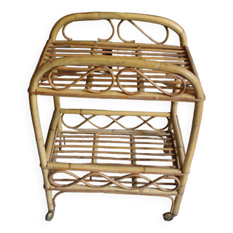 Vintage rattan trolley on wheels