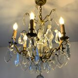 Bronze chandelier and crystal tassels, Louis XVI style