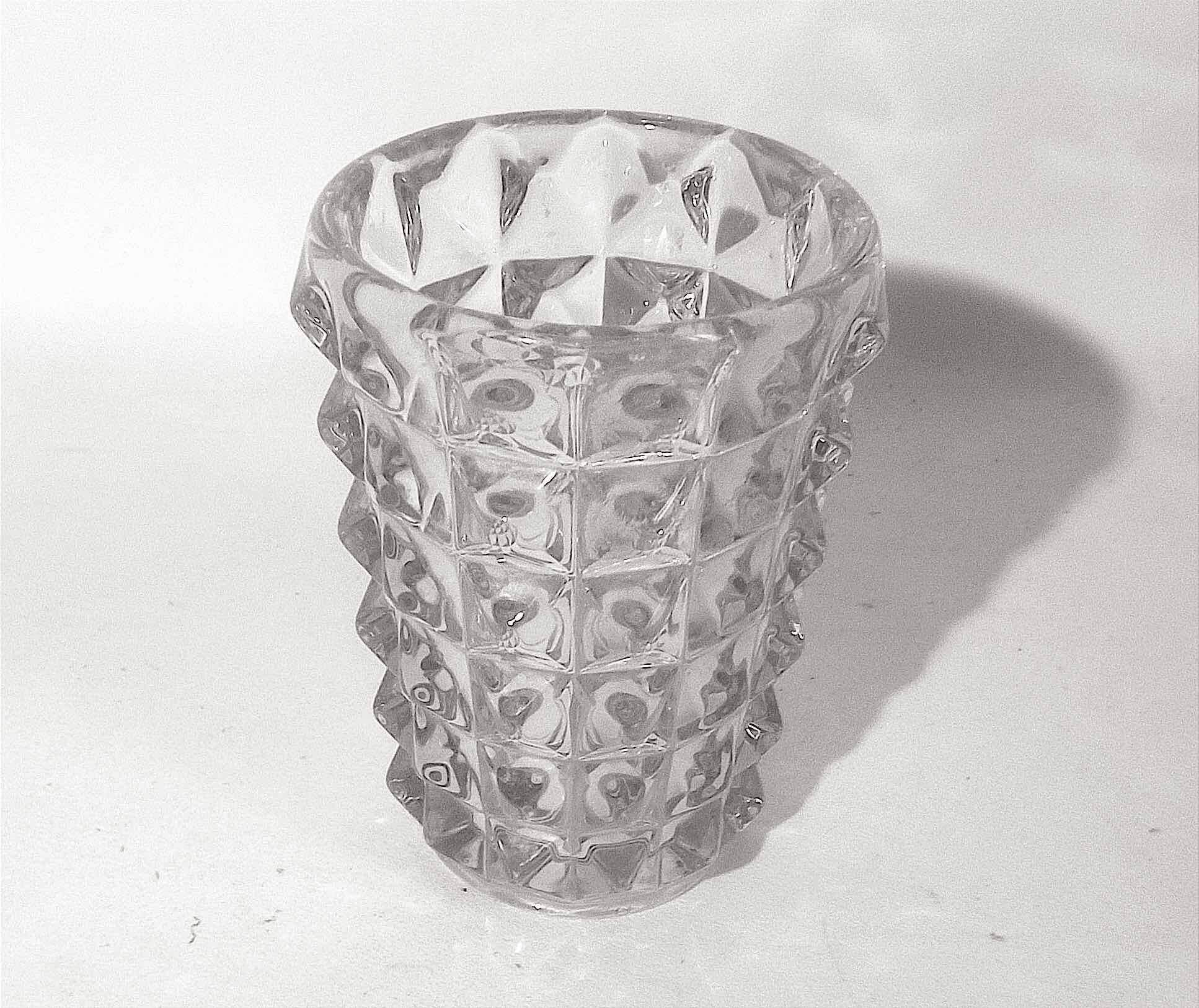 Vase cristal pointe de diamant années 50 hauteur 21,5 cm