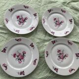Set of 4 flat plates, in art deco porcelain
