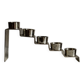 Chrome-plated metal candle holder